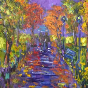 Couple Walking in Rain